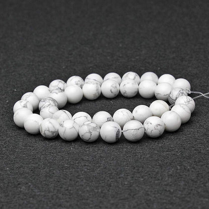 MJDCB AAAA Natural Stone Beads White Howlite Turquoise Round Loose Beads for Jewelry Making 15" (6mm)