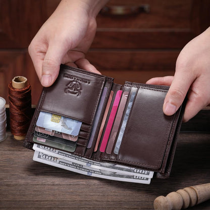 LEBULLBRO Leather Wallet for Mens Bifold Wallet RFID Blocking Large Capacity Purse Credit Card Holder for Men with 15 Card Slots (Coffee)