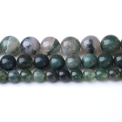 35PCS 10MM Natural Moss Agate Stone Beads Energy Healing Beads for DIY Jewelry Bracelet Necklace Making for Jewelry Making15Inch