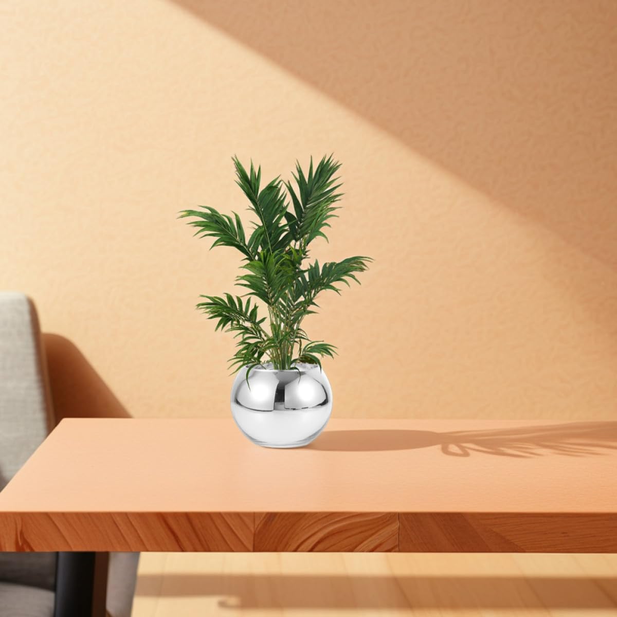 BESPORTBLE 2pcs Silver Round Glass Vase Set – Modern Sphere Flower Holder for Hydroponic Plants, Small Air Terrarium Centerpiece for Home and Office Tables