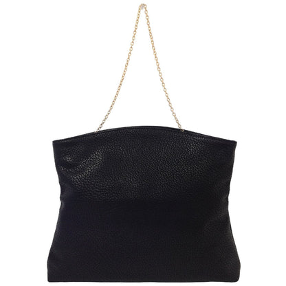 JNB Faux Leather Oversize Foldover Clutch Bag with Zipper Pocket,bk40