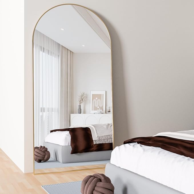 Arched Floor Mirror 76"x34" Gold Arch Full Length Mirror with Stand Large Wall Mirrors Full Body Mirror Standing Hanging or Leaning Against Wall for Bedroom Entry, Bedroom, Living Room