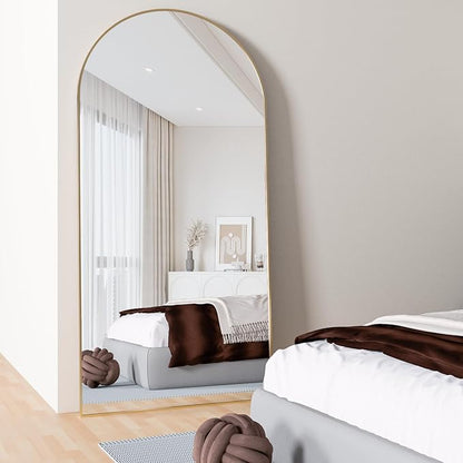 Arched Floor Mirror 76"x34" Gold Arch Full Length Mirror with Stand Large Wall Mirrors Full Body Mirror Standing Hanging or Leaning Against Wall for Bedroom Entry, Bedroom, Living Room