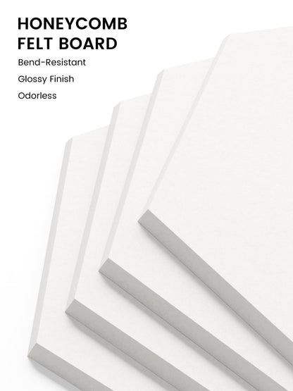 Fluxynara Hexagon Cork Board Alternative for Walls Decor-12-Pack Felt Bulletin Board Tiles,with 30 Pushpins,70 Adhesive Tabs for Office,Classrooms & Home Pin Board Felt Board-Milky White