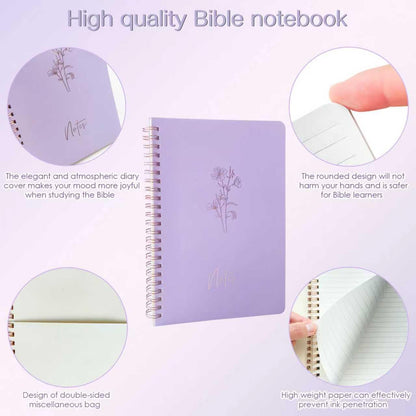J6&H6 170Pcs Complete Bible Study Supplies, Bible Journaling Kit, Foldable Pencil Case with 75 Tabs,12 Pastel Bible Highlighters More Bible Accessories Set for Women, Beginner Christian Gifts (Purple)
