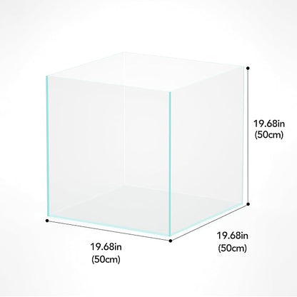 LANDEN 31 Gallon Cube Rimless Low Iron Aquarium Fish Tank,19.7" L × 19.7" W × 19.7" H (50cm x 50cm x50cm) 8mm Thickness with Nano Foam Leveling Mat Included