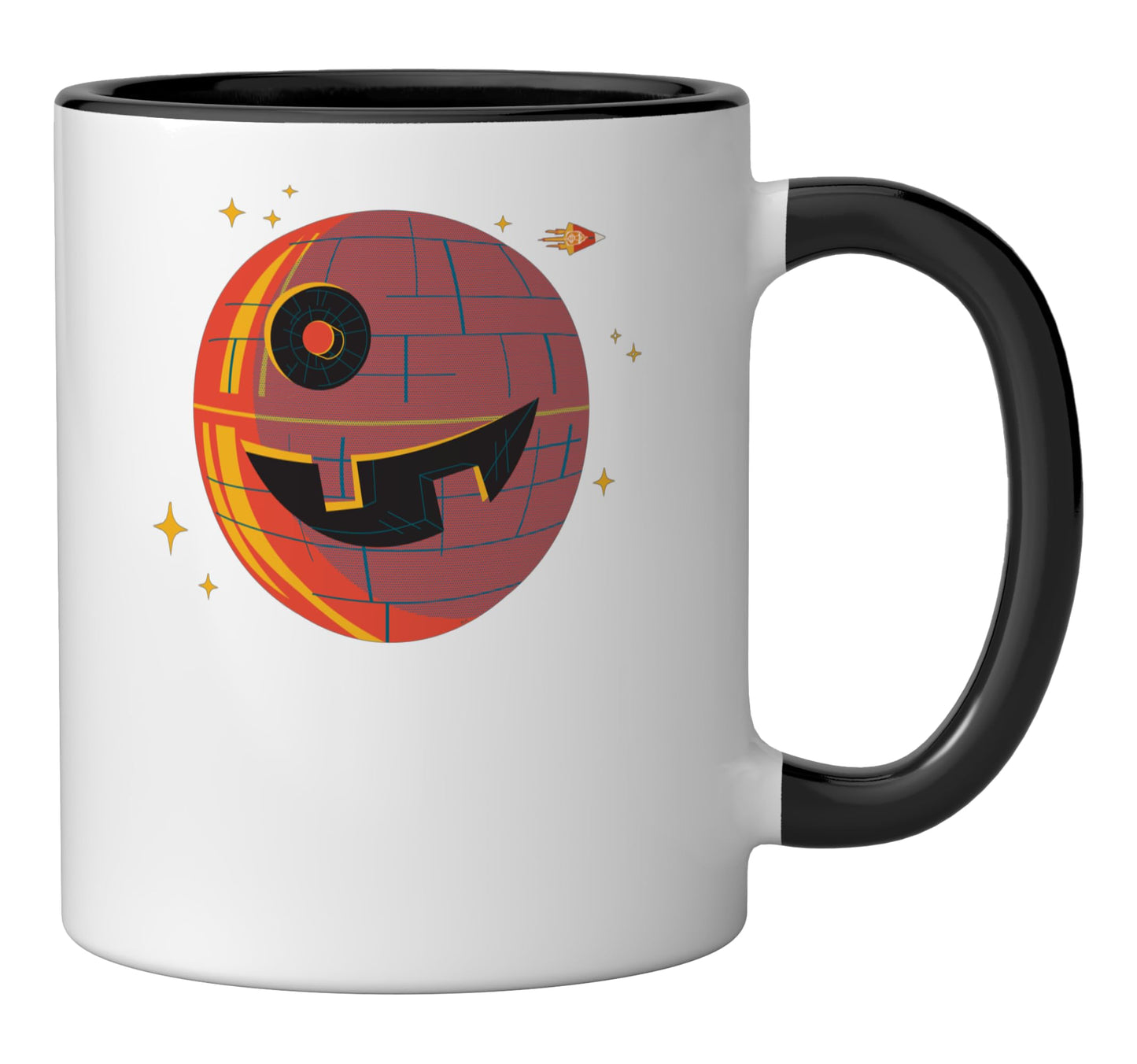 Star Wars Death Star Pumpkin Jack o Lantern Funny Halloween Ceramic Mug, Black/White