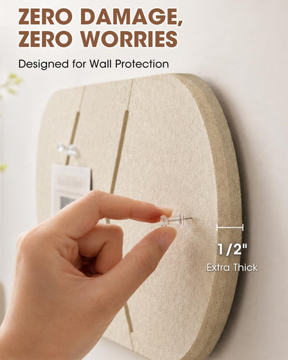 Cork Board Alternative, Felt Bulletin Board for Walls, 2-Pack 23.6"x11.8" Pin Board Wall Organizer with 35 Push Pins, Adhesive Install Wall Decor for Office, Classroom, Home, Desk Accessories