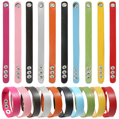 KABAKE 20 Pack Faux Leather Bracelet Blank Snap Bracelets Colorful Adjustable Plain PU-Leather Wrist Cuffs for Men Women DIY Craft Wristbands