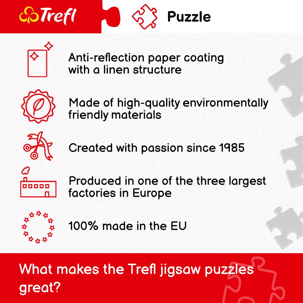 Trefl Romantic Paris 500 Piece Jigsaw Puzzle Red 19"x13" Print, DIY Jigsaw, Creative Fun, Classic Puzzle for Adults and Children from 10 Years Old
