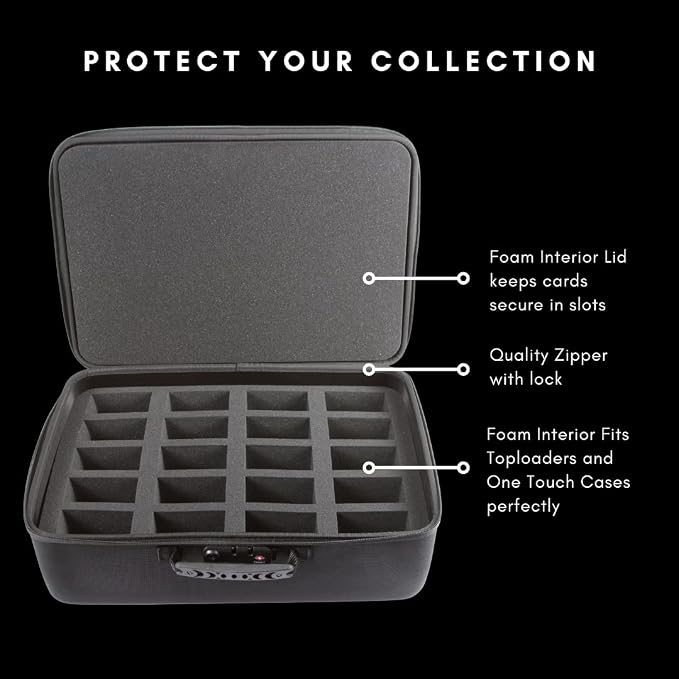 Card Titan Toploader and One Touch Trading Card Storage Box with Zipper Lock - Sports Card Deck Box Fits Up to 400 Sleeved Collectible Sports Cards or up to 80 Magnetic Cases
