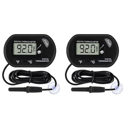 2Pcs Aquarium Thermometer Fish Tank Thermometer Reptile Fahrenheit Terrarium Water Temperature Indicator Test Digital with LCD Display Fahrenheit/Celsius