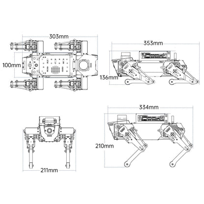 HIWONDER ROSPug Quadruped Bionic Robot Dog with AI Vision Powered by Jetson Nano ROS Open Source Python Programming SLAM Mapping and Navigation for Adults