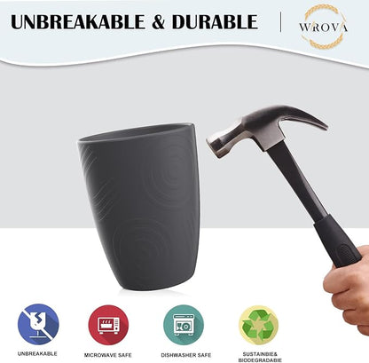 Wrova Wheat Straw Cups 8 PCS Good Alternative to Plastic Cups 12 oz Unbreakable Drinking Cup Reusable Dishwasher Safe Water Plastic Glasses Kids Tumbler with 4 Colors