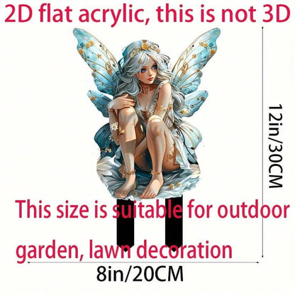 YUEYINGMG Garden Decor, Acrylic 2D Stake, Pot Plants Garden Yard Lawn Outdoor Fairy Statue Ornaments, Fairy Garden Accessories Decoration (Style E)
