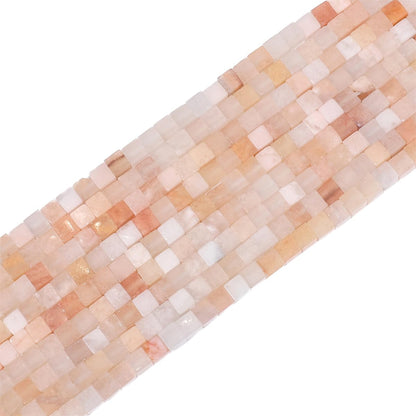 BEADIA Natural Pink Aventurine Square Stone Beads 4x4mm 85pcs Cube Loose Semi Gemstone Beads for Jewelry Making Design