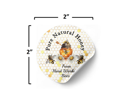40 Honey jar Labels, Stickers, Tags, Bees raw Natural