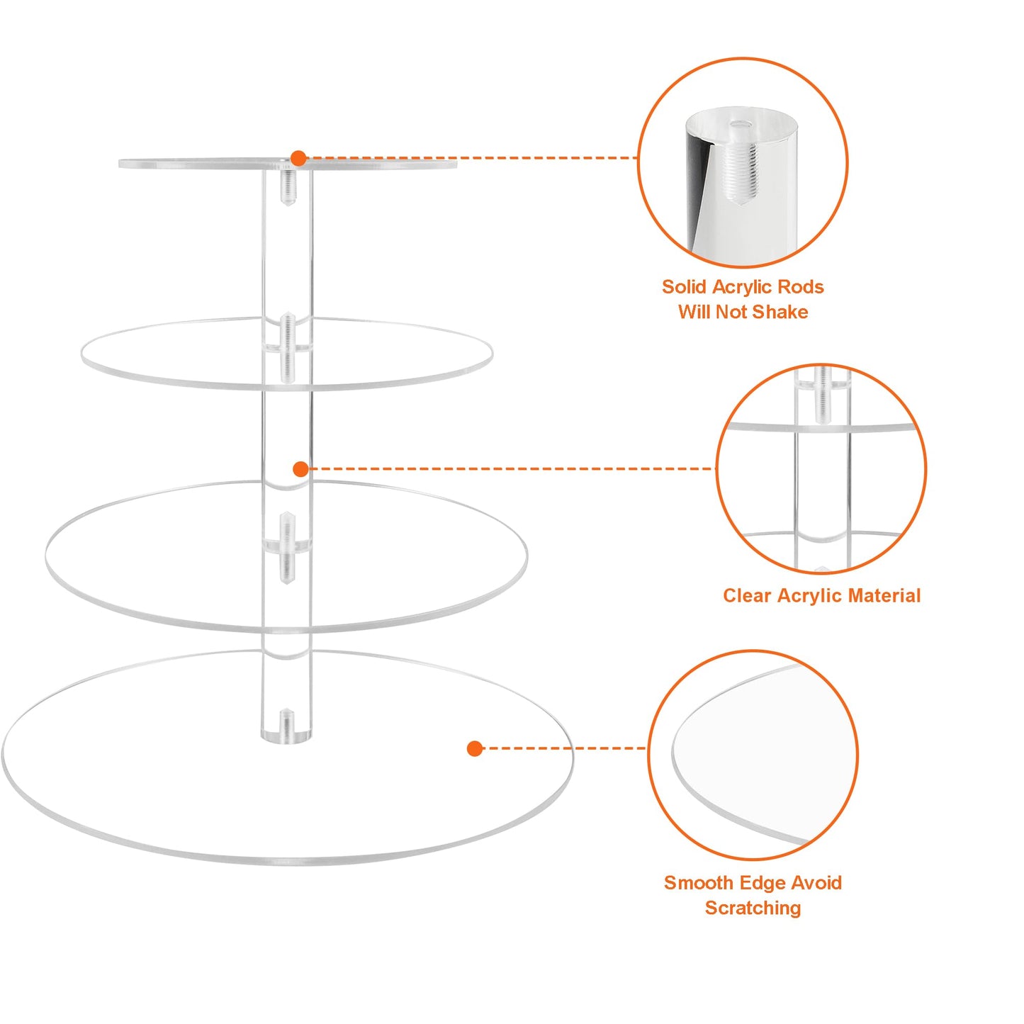 LoveDisplay Cupcake Stand, 4 Tier Cupcake Stand for 50 Cupcakes, Round Tiered Cupcake Tower, Clear Acrylic Cupcake Holder, Dessert Stands for Party, Wedding, Birthday, Baby Shower, Halloween
