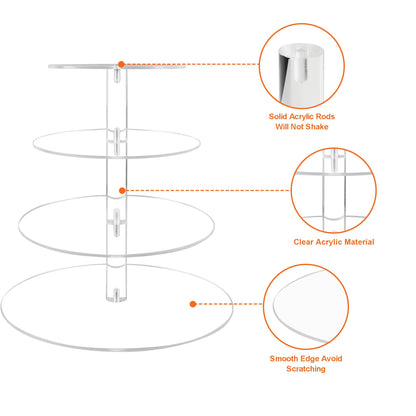 LoveDisplay Cupcake Stand, 4 Tier Cupcake Stand for 50 Cupcakes, Round Tiered Cupcake Tower, Clear Acrylic Cupcake Holder, Dessert Stands for Party, Wedding, Birthday, Baby Shower, Halloween