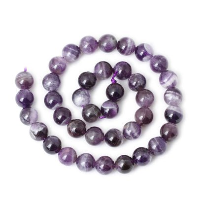 CHEAVIAN 35PCS 10mm Natural Dog Teeth Amethyst Gemstone Round Loose Beads Crystal Energy Stone Healing Power for Jewelry Making 1 Strand 15"
