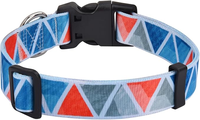 MarukoPet Dog Collar, Adjustable for Small Medium Large Dogs Puppy, Cute Design with Bohemia Floral Tribal Geometric Patterns Boys Girls Dog Collar(Impression Triangle-XS)