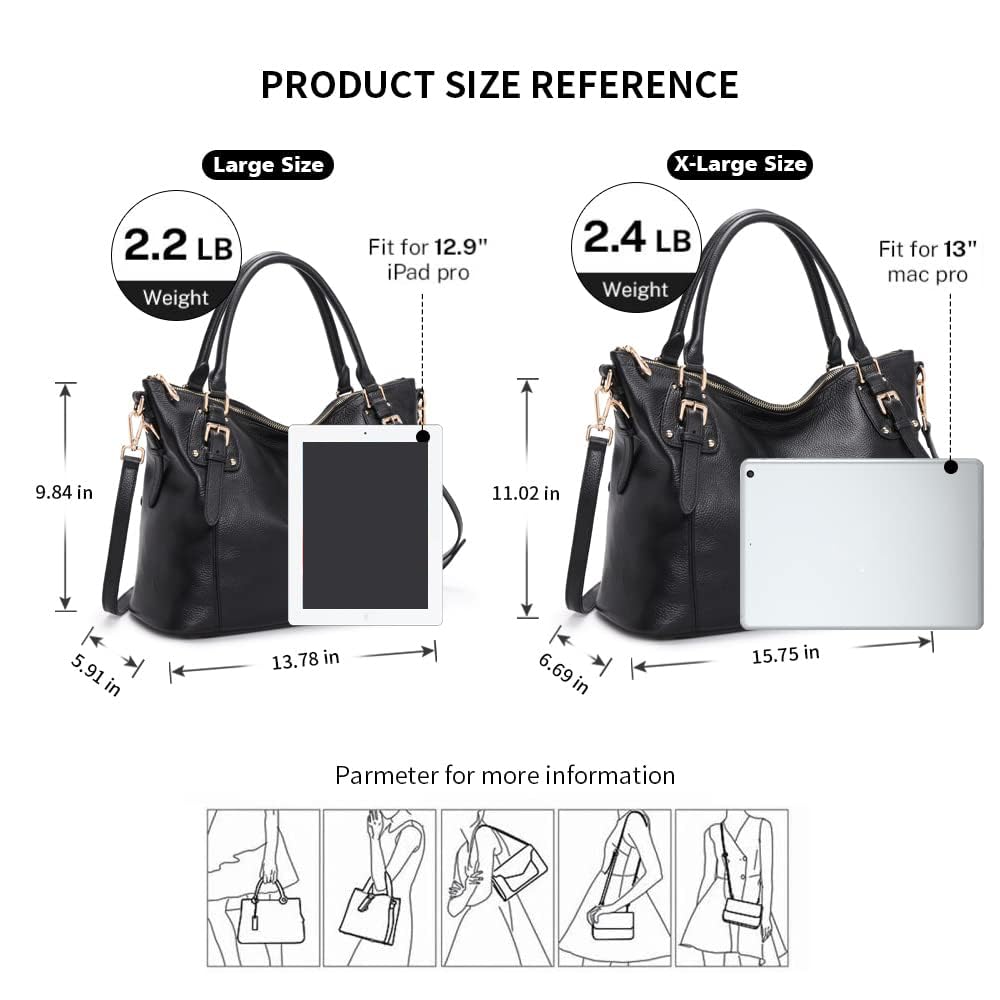 Kattee Leather Handbags Tote Shoulder Bag for Woman Satchel Designer Purse Top Handles Crossbody Bag Large Capacity
