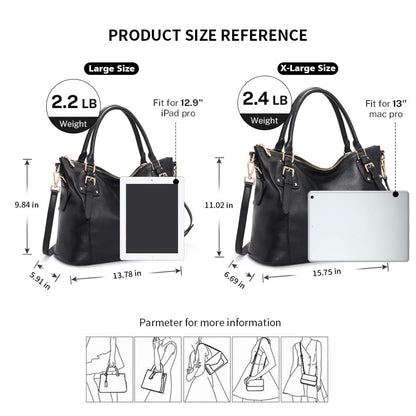 Kattee Leather Handbags Tote Shoulder Bag for Woman Satchel Designer Purse Top Handles Crossbody Bag Large Capacity