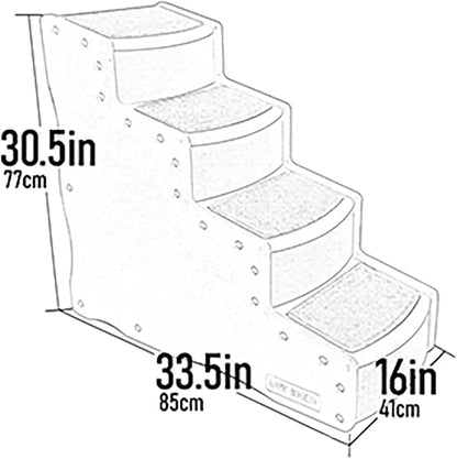 Pet Gear Pet Step IV Pet Stairs, Espresso/Cream Soft Step | 4 Step, For Cats/Dogs, Removable Washable Carpet Treads, Supports 150 Pounds, No Tools Required