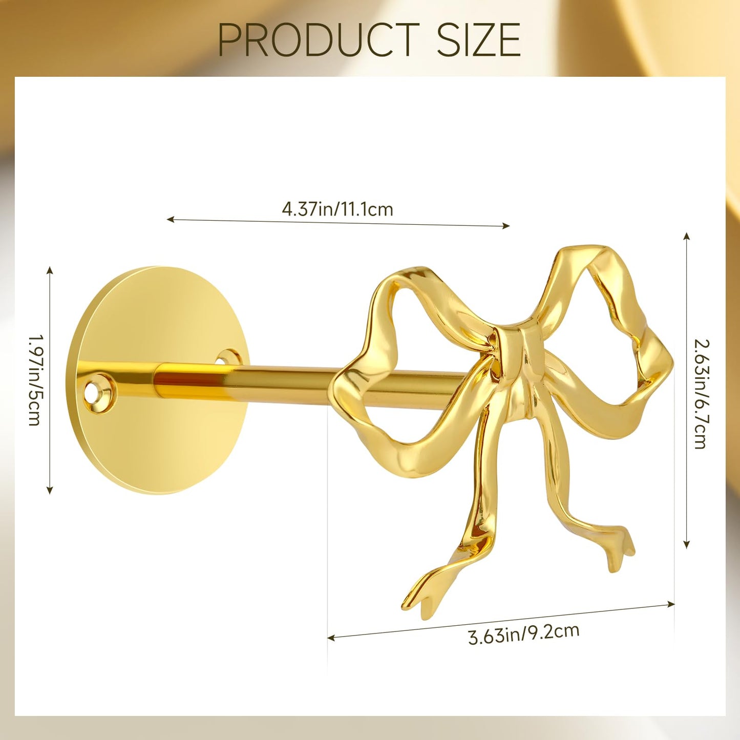 2 Pcs Gold Bow Curtain Tiebacks, Bow Curtain Holdbacks Wall Mounted, Suitable for Curtains and Bow Room Decoration