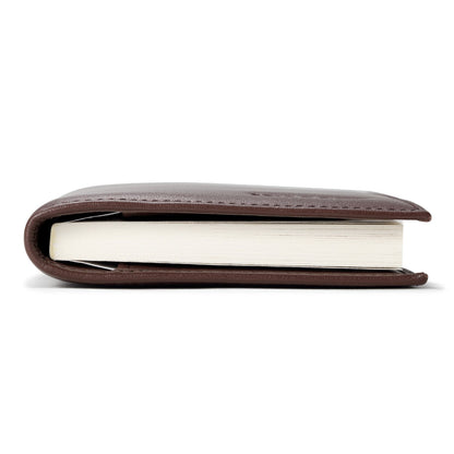 HISCOW Minimalist Leather Checkbook Cover for Men & Women - Italian Calfskin (Brown)