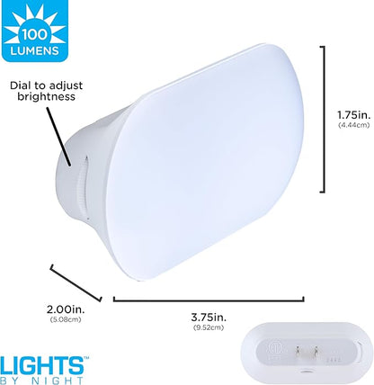 Lights by Night Mini Bright Night Light, Plug-in, Dusk-to-Dawn Sensor, Adjustable & Dimmable LED, Up to 100 Lumens – Ideal for Bedroom, Bathroom, Hallway, Kitchen, Nursery – 1 Pack (82836)