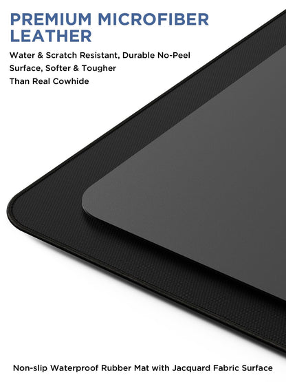 Wireless Charging Mouse Pad with 2nd Gen Tech, 3-in-1 25W Fast Charger, Replaceable Rubber & Microfiber Leather Desk Mat, Large Waterproof Desk Pad for Office & Gaming(Leather Mat& Coasters)