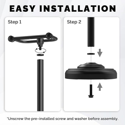 Black Toilet Paper Holder Stand, Matte Black Toilet Paper Holder Free Standing, Post Pivoting Design & Stable Weighted Base SUS304 Stainless Steel for Bathroom(Mega Roll)