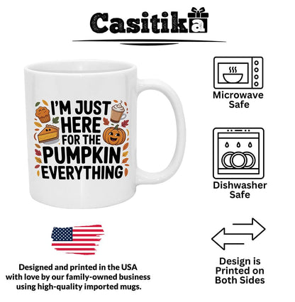 Casitika Fall Mugs. 11oz Pumpkin Spice Coffee Mug with Cute Autumn Design. Pumpkin Spice Gifts for Women. Cozy Cup for Fall Decor, Halloween or Thanksgiving.
