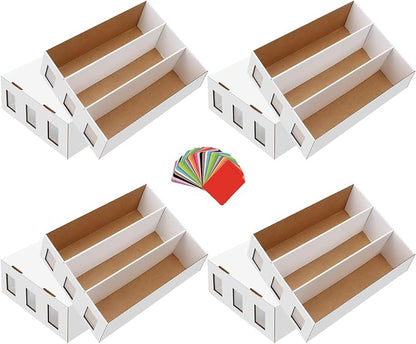 4 Pack Trading Card Storage Box, 9400+ Count Card Storage Box with 48 Card Divider White Sports Card Storage Box Cardboard Card Organizer Box Bulk Card Case Trading Card Box for Soccer Basketball Card