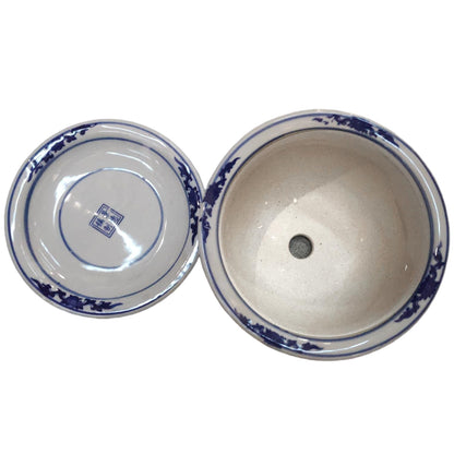 Angoily Blue and White Ceramic Planter 1 Set Chinese Ceramic Flower Pots Decorative Succulent Plant Pot with Trays for Indoor Outdoor Desktop Garden Balcony