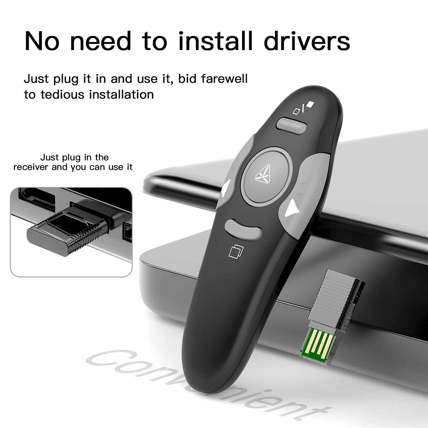 QUI Presenter Clicker Bundle | BK600 Slim-Shaped USB A Black & BQ100 Remote-Shaped USB A Black