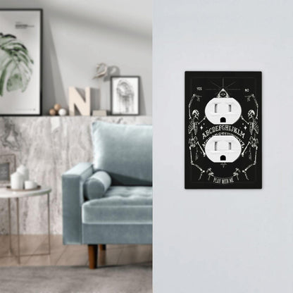 Decorative Dark Skull Gothic Skeleton Duplex Wall Plate 1-Gang Receptacle Outlet Cover Cool Halloween Funny Hippy Mystic Eyes Lovers Aesthetic Electrical Light Faceplate Switch Plate Covers