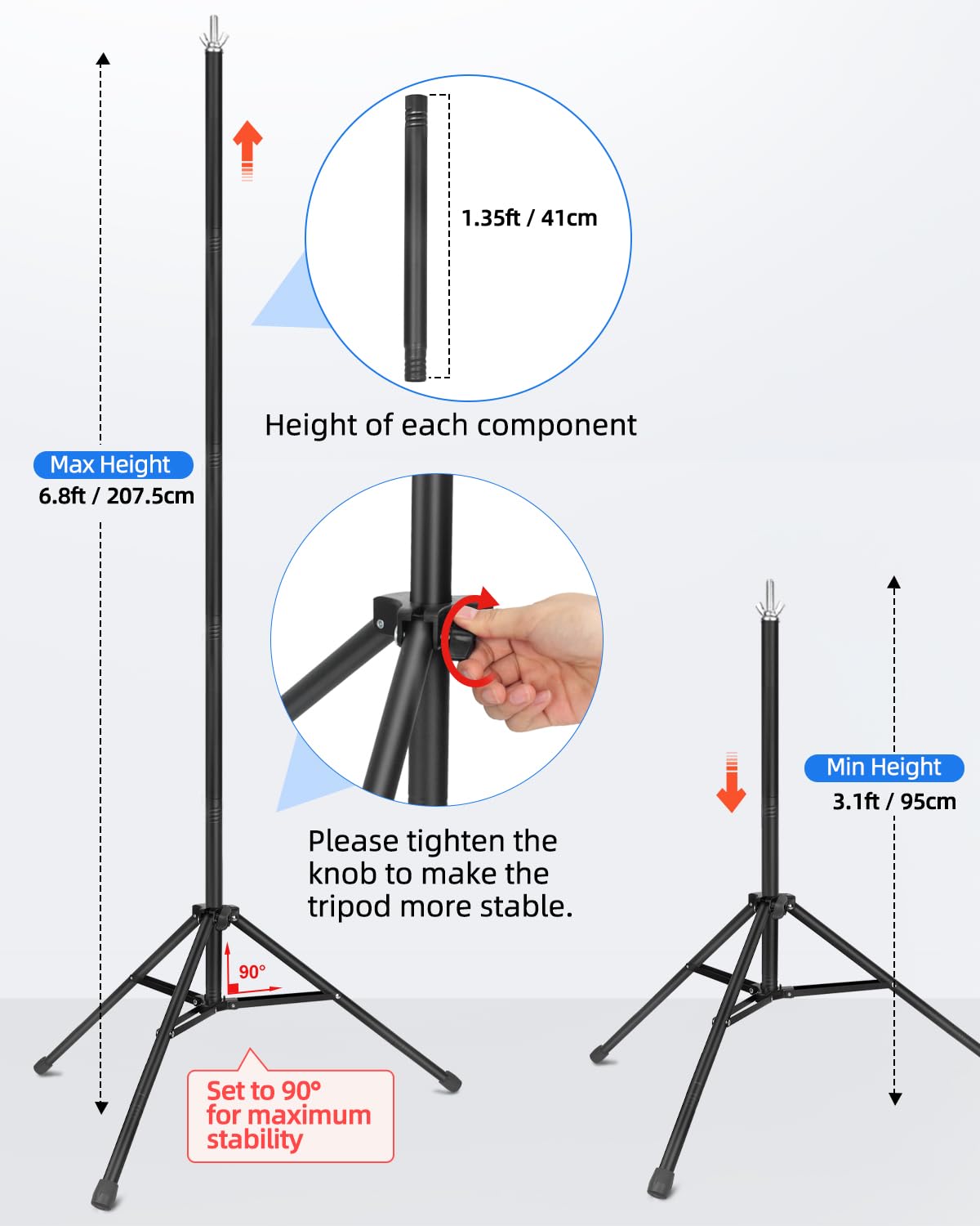 Hemmotop 7x5ft (HxW) T-Shape Photo Backdrop Stand, Portable Green Screen Stand Only with 5 Clip Clamps and Carry Bag, Adjustable Background Support Kit for Birthday, Baby Shower, Parties, Photoshoots