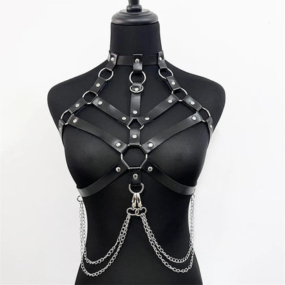 PRIOUTZ Punk Belts PU Leather Body Chain Waist Belt BDSM Lingerie Bondage Kit Harness Lingerie Goth Bondage Lingerie