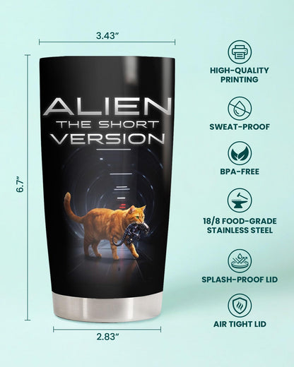 fat mummy Cat Alien Tumbler 20oz Stainless Steel Insulated Travel Mug with Lid Space Creature Funny Cat Cup Sci Fi Movie Parody Gifts for Cat Lovers Birthday