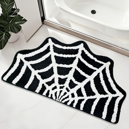 PASUXI Spider Web Bath Mat - 18x30 Inch Spider Web Bath Mat, Non-Slip Halloween Bathroom Decor, Halloween Door Mat