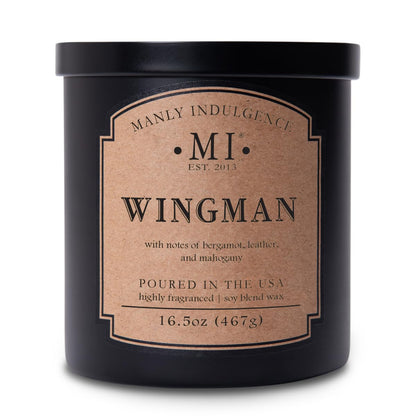 Manly Indulgence Wingman Scented Candles for Men, 2 Wick, 16.5 oz, Premium Soy Blend Wax, 60H Burn, Candles for Home Scented - Made in The USA