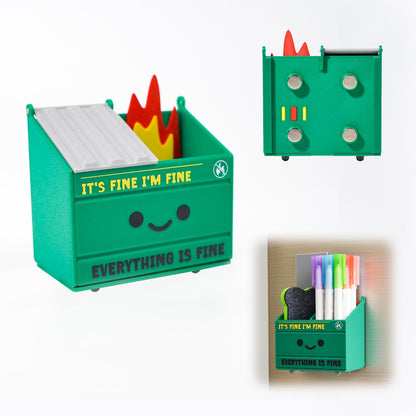 Tian Zhun Dumpster Fire Pencil Holder Funny Magnetic Pen Holder Strong Magnets to Store Marker Pencil Organizer for Refrigerator Whiteboard Locker Home Office or Hospital