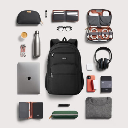 YAMTION Laptop Backpack for Men and Women, Black Backpack, School Backpack for Boys and Girls, Bookbag, Work Backpack Fits 15.6 Inch Laptop and Notebook