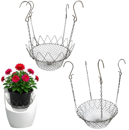 Sexyppl 2Set Adjustable Planter Insert for Pots Any Height, Plant Risers for 12-18" Wide Top Opening Pots, Durable Stainless Steel with Thick Hooks, Suitable for Indoor Outdoor Weddings & Party Decor