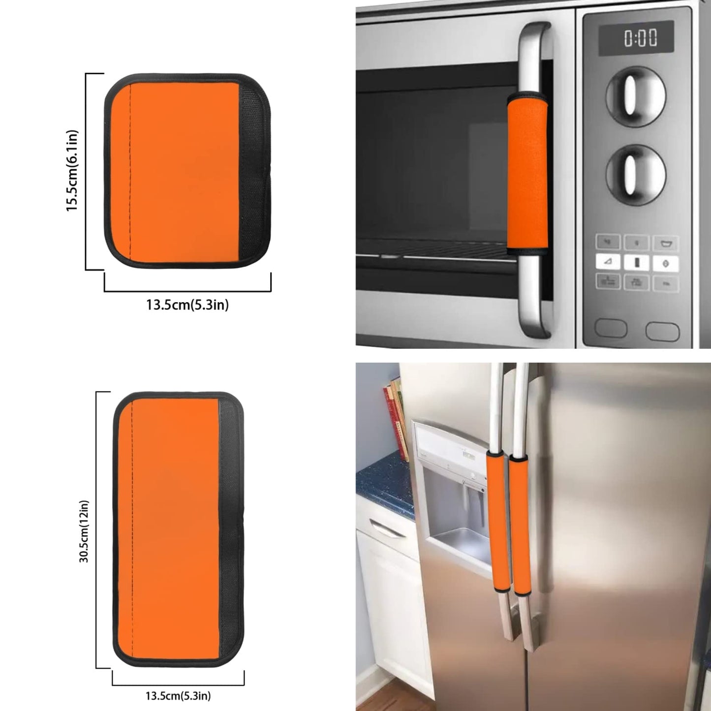 Coldinair Orange Refrigerator Door Handle Covers Set of 8,Keep Your Kitchen Appliance Clean from Fingertips,Drips,Food Stains for Fridge Oven Dishwashers