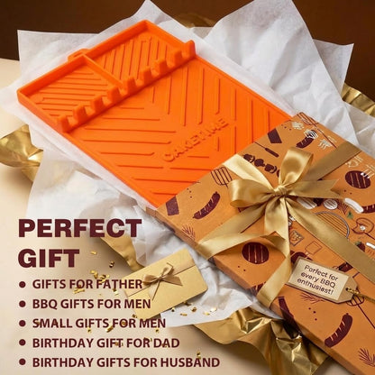 CAKETIME Silicone Grill Mats for Blackstone Griddle Accessories Baking Cooking Kitchen BBQ Must Haves Countertop Weber Traeger Stove Outdoor Camping Lawn Orange Father Dad Chef Men Gifts