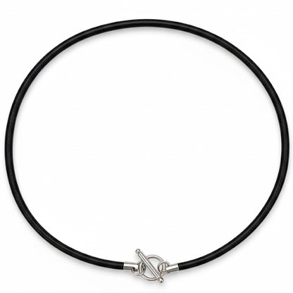 Leporem Handmade 4mm Black Cowhide Cord Necklace Unisex Minimalist Jewelry Base for Charms with Stainless Steel Toggle Clasp (18 Inch)