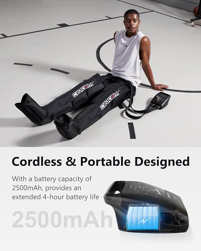 CINCOM Cordless Leg Recovery System with Dynamic Compression Massage Technology - 3 Different Sizes for Everyone(Medium)